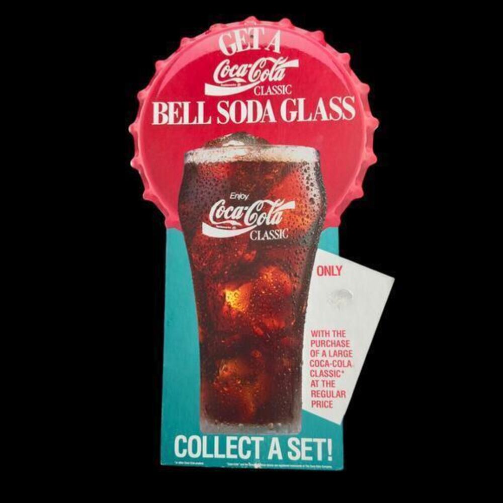Vintage Coke Die Cut Bell Glass Double Sided Hanging Advertising Sign Coca Cola